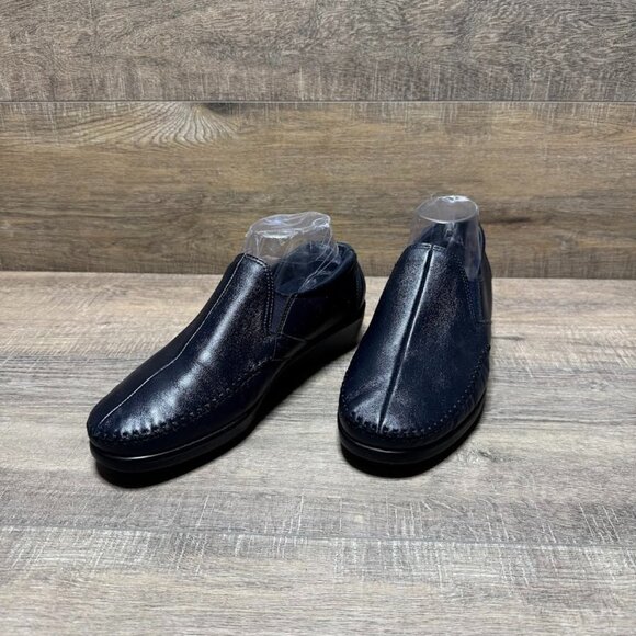 SAS Dream Black Leather Slip On Loafers Women's Size 9 - Picture 1 of 6